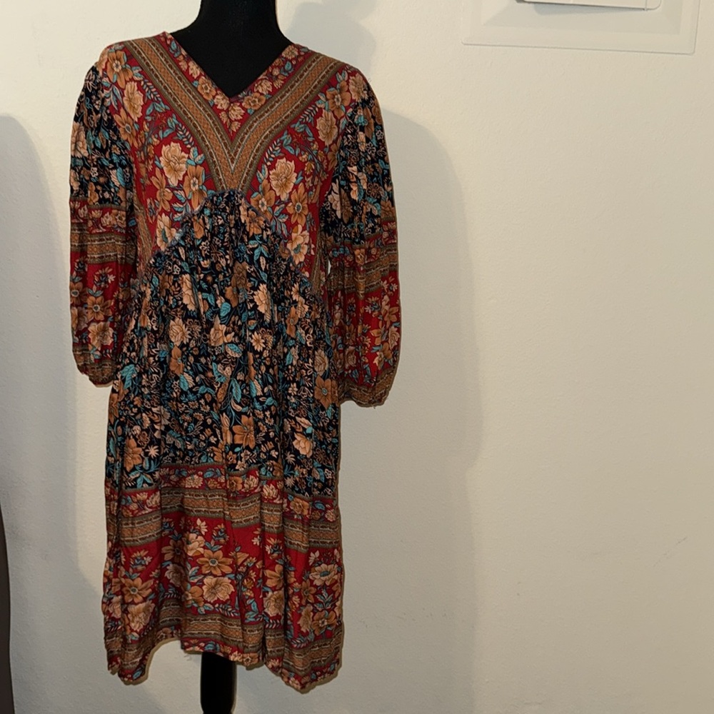 Medium Dress bundle Floral Green and Orange Dress. - Picture 5 of 8